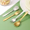 Colher e Garfo Infantis Estilo Japonês 304 Aço Inoxidável Jateado Utensílios de Mesa Colher Sopa para Bebê Concha Colher de Arroz Garfo de Sobremesa Bolo