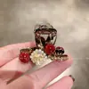 Pinza Pequeña para el Cabello Estilo Coreano de Cubo de Azúcar para Mujer, Pinza Lateral de Perla Roja de Gama Alta para Flequillo, Nuevo Pinza Versátil para Media Cola, Pasador para Cabello Suelto