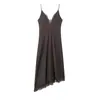Vestido Feminino Elegante de Seda com Textura de Cetim Decorado com Renda Estilo Europeu e Americano Transfronteiriço Nova Moda 2025 5919208