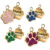 Aleación de Zinc Collar para Mascotas Etiqueta Grabado Láser Rosa Brillante Dorado Huella de Pata Etiqueta para Perro Joyería Colgante Placa de Nombre