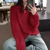 Suéter de lana trenzado grueso para otoño e invierno para mujer, cárdigan de punto con doble cremallera, abrigo suéter de corte holgado, top de punto trenzado de ochos