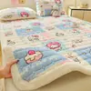 Juego de Tres Piezas de Colchón de Terciopelo de Leche para Uso Doméstico, Sábana de Cama Gruesa Caliente de Invierno, Protector de Colchón de Cama Individual para Dormitorio de Estudiantes Colchón