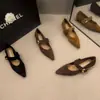 Nueva colección primavera y otoño 2026: Zapatos planos Mary Jane de tacón bajo, estilo retro, con punta y una sola tira con hebilla, y acabado aterciopelado