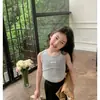 Novo Colete Estilo Coreano Ocidental Simples Versátil para Meninas Verão Infantil Casual Sem Mangas Camiseta Regata T