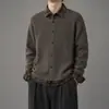 Suéter de malha masculino de alta qualidade, cardigã falso de duas peças, camisa masculina de manga comprida para primavera e outono, camiseta interna masculina cinza