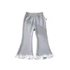 Nuevos pantalones de encaje de moda para primavera y otoño para niñas, estilo coreano, simples y versátiles, perfectos para usar como prenda exterior