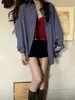 JMWOME "Vento de Outono Deixa Cair uma Gota Azul" Estilo Coreano Manga Color Block Camisa Xadrez Feminina Outono Solta Simples Top