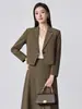 Traje Profesional Khaki de Primavera y Otoño para Mujer Temporada Gama Alta Estudiante Universitaria Entrevista Formal Traje de Dos Piezas