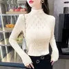 Suéter de base para mulheres, gola alta discreta, roupa íntima, novo estilo outono 2026, vestuário feminino, manga longa, estilo curto, tricô, top para o início do outono