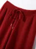 Pantalones de Punto Grueso de Lana Gris de Alta Gama de Pierna Ancha para Mujer, Pantalones Rectos Casuales Sueltos de Cachemir para Otoño e Invierno