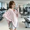 Top Esportivo Manga Longa Peça Dupla Solto Dividido Secagem Rápida Respirável Tamanho Grande Emagrecimento Fitness Cobertura Calça de Yoga Casual
