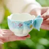 Fabricante Haiqingdiu Juego de Taza y Platillo de Café con Flores de Colores Taza de Cerámica para Latte Vajilla para la Mesa de la Tarde Taza de Té Negro Taza Individual