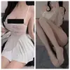 Vestido Lingerie com Tiras Renda Costas Abertas Puro Desejo Conjunto de Pijama Fofo Lingerie Roupa de Casa High-End Tamanho Plus