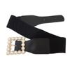 Cinturón ancho nuevo para mujer, moderno, elástico, con hebilla de perla, decorativo, con cierre de cintura y falda, combina con todo, disponible en stock.