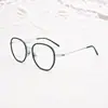 Armações Redondas de Metal para Óculos, Óculos de Aro Completo para Homens e Mulheres, Lentes Lisas, Armações Ópticas da Moda em Semititanium com Lentes de Grau