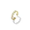 Anillo Dorado Estilo Coreano Diseño de Nicho Femenino Estilo Frío Anillo para Dedo de Comida Lujo Ligero Gama Alta Versátil Anillo Abierto de Flor