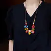 Nuevo Estilo Chino Retro Cerámica Collar Largo Estilo Étnico Cadena Tejida para Suéter Accesorios Literarios Elegantes de Nicho Cadena Colgante Nuevo Estilo