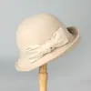 Sombrero de Pescador de Lana Pura con Borde Enrollado Fábrica En Stock Sombrero Retro Británico con Ala Ancha y Lazo Venta al por Mayor Exportación
