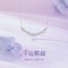 Collar de Plata S925 Sonrisa Flor de Glicina Trébol de Cuatro Hojas Niñas Lujo Ligero Gama Alta Colgante de Flor Nuevo Regalo de Vacaciones