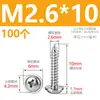 M1.7M2M2.6M3M4M5 Acero Inoxidable 304 Pwa Tornillos Autorroscantes de Cabeza Redonda con Arandela y Espaciador Tornillos para Madera