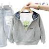Ropa para Niños 2026 Nuevo Estilo Sudadera Estilo Hong Kong Ajuste Holgado Sudadera con Capucha Cárdigan Chaqueta de Moda Elegante Ins