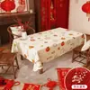 Mantel de Año Nuevo Mantel Festivo Rojo Mantel de Gama Alta Cubierta Impermeable de Mesa de Café Lujo Ligero
