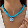 Moda en Joyería Europea y Americana Colgante Creativo de Camelia Pulsera de Perlas Collar Pequeño Transparente Conjunto de Joyería Estilo Festivo