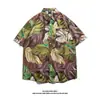 Camisa Floral Estilo Tailandês Praia de Bangkok, Manga Curta, Roupa Unissex para Casal, Camisa Solta Retro Cool de Secagem Rápida para o Festival Songkran