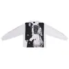 ERD melancólico rico segunda geração desgastado lavado rachado estampado desenho animado waffle masculino e feminino manga longa camiseta base maré
