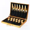 JN 8053/talheres com cabo redondo, garfo, colher, colher de chá, conjunto de talheres de aço inoxidável preto e dourado, caixa para presente, quatro peças principais