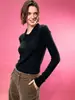 Polo elegante e inteligente de manga larga estilo francés para mujer, perfecto para principios de otoño, simple y casual, corte ajustado, ideal como capa interior o top básico