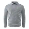 2026 nuevo suéter de punto con cuello de solapa, imitación de dos piezas, para hombre, otoño e invierno, moda juvenil, camisa básica casual