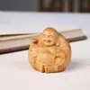 Ornamentos Esculpidos em Sândalo Dourado, uma Peça Harmoniosa para Segurar na Mão, Ornamentos de Mesa do Buda Maitreya, Bandeja de Brinquedo Portátil para Homens