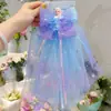 Velo de Princesa Elsa para Niñas, Tocado Súper Hada para Niñas, Pasador de Gasa Flotante con Lazo, Adornos para el Cabello Dulces con Lentejuelas para Niñas Pequeñas