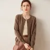 Caxemira Outono e Inverno Novo Cardigan de Caxemira Feminino Em Torno Do Pescoço Cashmere Jaqueta De Malha Cor Sólida Outerwear Cardigan De Malha