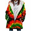 Estilo europeo y americano transfronterizo Amazon nuevo abrigo trench para mujer invierno engrosado estampado copo de nieve 3D botón abrigo con capucha
