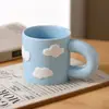 Caneca de Cerâmica Estilo Casal Amigos Próximos Pintada à Mão Creative Cloud para Beber Água Enxaguar a Boca Xícara de Café Doméstica Estudante Xícara de Café da Manhã