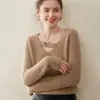 Elegante Suéter de Cachemira con Cuello en V para Mujer 2025 Nuevo Estilo Perezoso Suéter Simple de Punto Básico Versátil