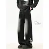 Jeans de Pierna Ancha con Parches Rayados Americanos para Hombre, Tendencia Nueva de Primavera, Marca, Holgados, Lavados, Desgastados, Pierna Recta, Pierna Ancha, Pantalones Largos