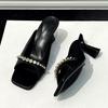 Nuevas Sandalias Cuadradas con Pedrería Estilo Verano 2025, Pequeñas y Elegantes para Mujer para Usar Afuera, de Punta Cuadrada, de Punta Abierta a la Moda y Hermosas de Una Sola Tira