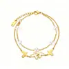 Pulsera popular de titanio y acero estilo ins, moderna, versátil, corazón, mariposa, estrella, geométrica, de acero inoxidable, joyería para la mano