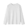 Camiseta de Manga Larga de Algodón Puro de Xinjiang de Peso Pesado 300g, Top Unisex de Corte Holgado, Camiseta Básica Lisa
