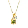 Colar com Pingente Duplo de Cubo de Açúcar Brilhante Diamante de Alta Qualidade Toque Avançado de Luxo Corrente Clavicular Banhada a Ouro Colar Pedra de Nascimento Dopamina