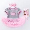 Conjunto de 3 piezas de vestido de una pieza para cumpleaños de niña bebé transfronterizo, mono de manga corta de un año, zapatos para niña pequeña, ropa para niña, falda para bebé