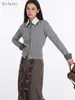 Suéter de Punto HeyHenry Falso Dos Piezas con Cuello de Camisa para Mujer Principios de Otoño 2026 Top Adelgazante de Manga Larga