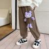 Pantalones de Forro Polar para Niñas 2025 Nuevo Estilo Kuromi Pantalones Deportivos Engrosados para Niños Pantalones Casuales de Dibujos Animados para Bebé Niña de Invierno