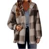 2025 Nuevo Amazon Otoño e Invierno Elegante Cuadros Suelto Casual Manga Larga con Capucha Cárdigan de Piel Chaqueta con Cremallera