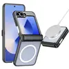Adecuado para Samsung Zflip6/5 eje central electrochapado atracción magnética cubierta completa bisagra carga inalámbrica incorporada atracción magnética carcasa protectora