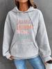 Suéter con capucha y manga larga con bolsillo tipo canguro tipo gofre para mujer, otoño e invierno, estampado MAMA, talla europea transfronteriza entre Europa y Estados Unidos.