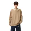 Nueva colección otoño/invierno: Suéter tipo polo de dos piezas estilo japonés para hombre, con un diseño de punto holgado, casual y minimalista, un top moderno